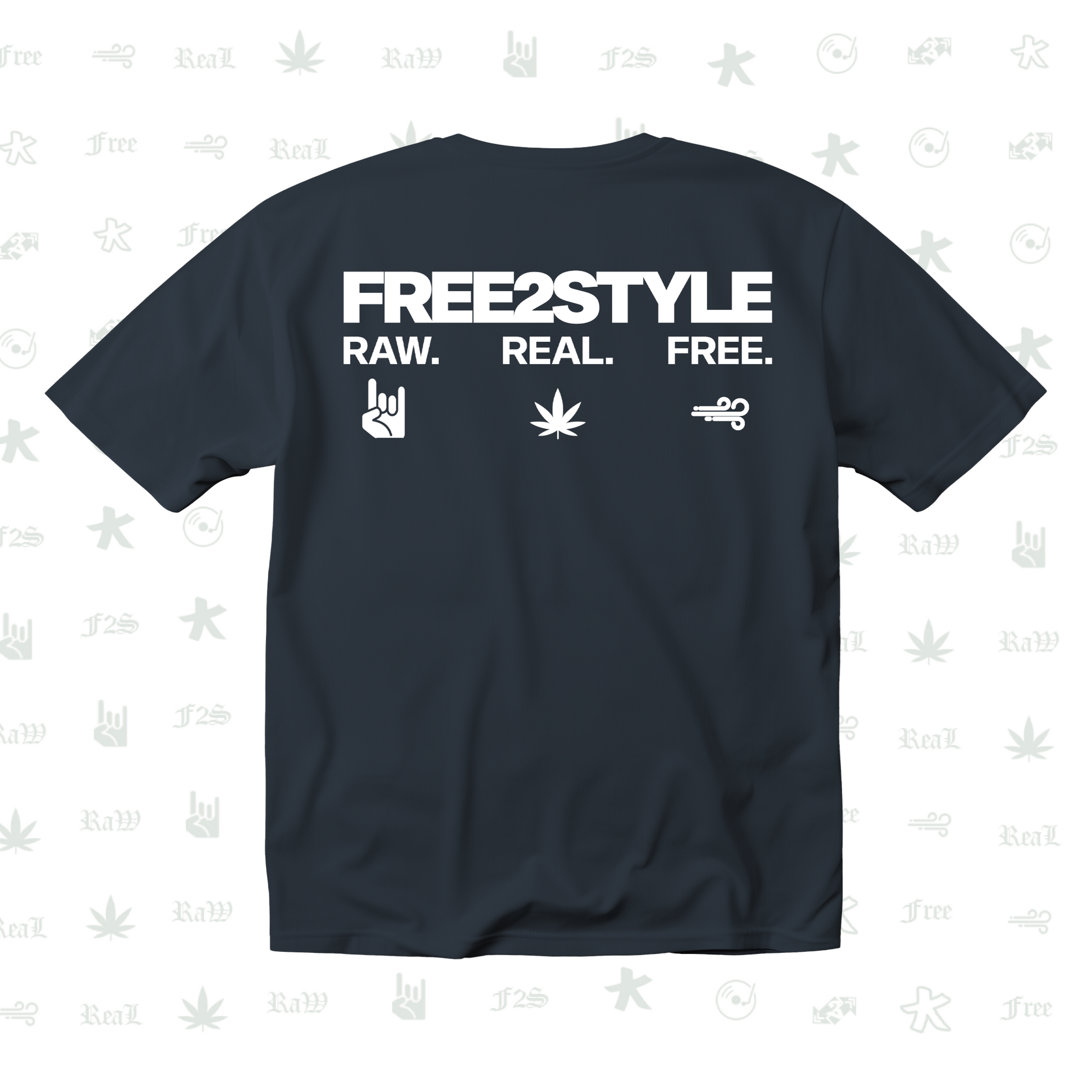 F2S Original Double White Logo Navy Blue Tee Unisex