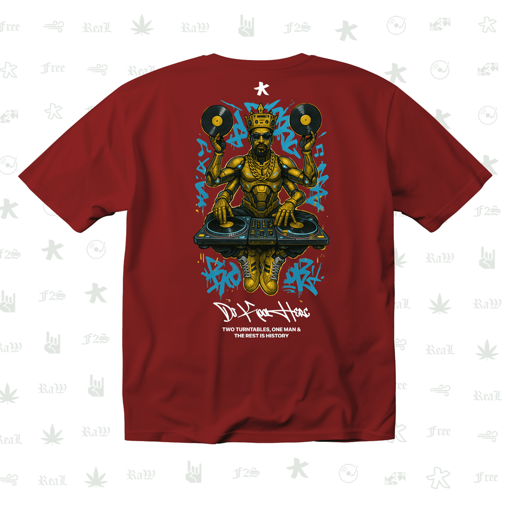 DJ Kool Herc Origins Unisex Red Oversized T-Shirt.