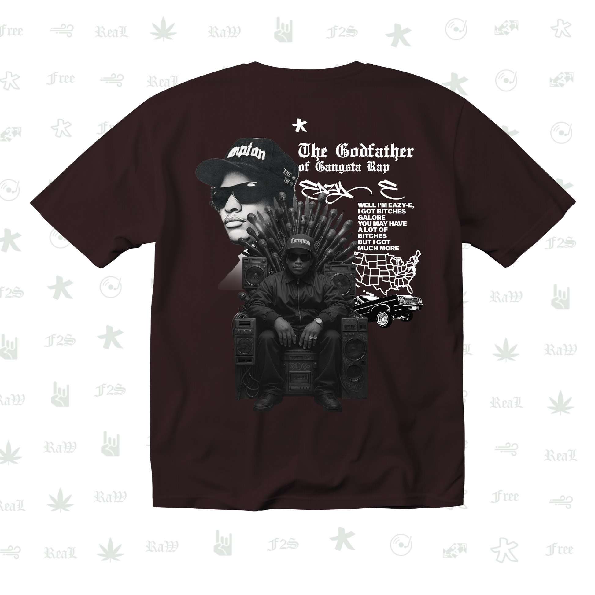 Eazy-E Godfather of Gangsta Rap Unisex Maroon Tee
