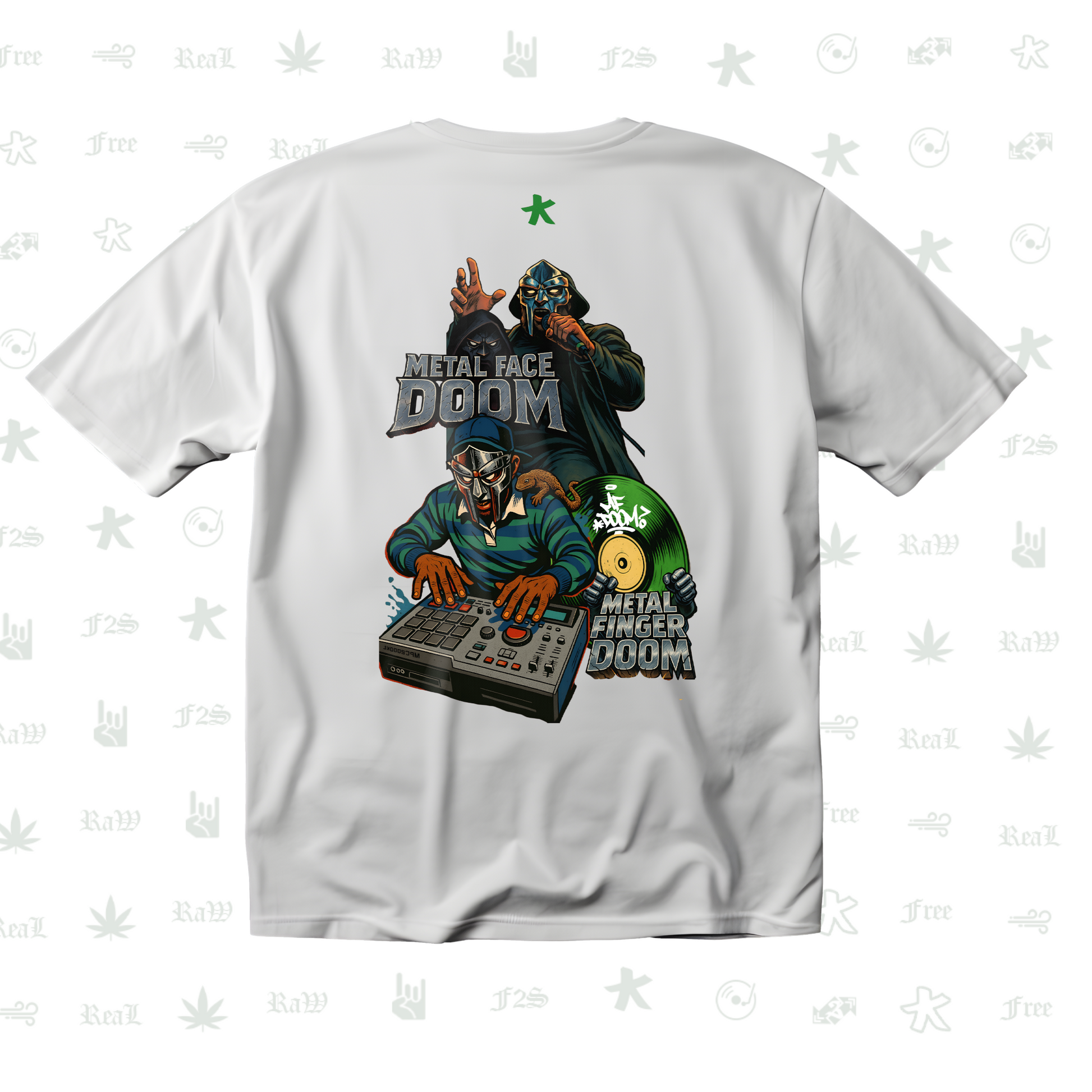 MF DOOM METAL FACE/FINGER Unisex White Tee