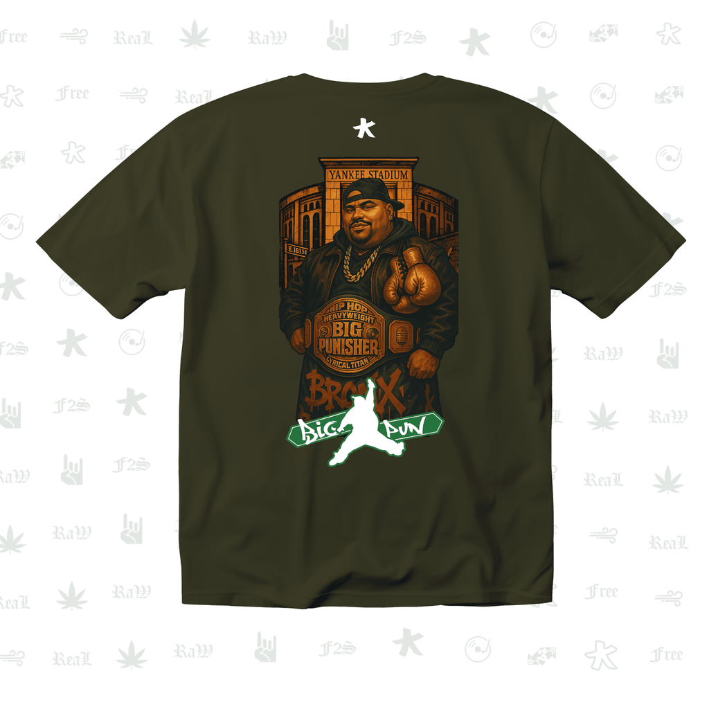 Big Pun Heavyweight Unisex Olive Green Oversized T-Shirt.