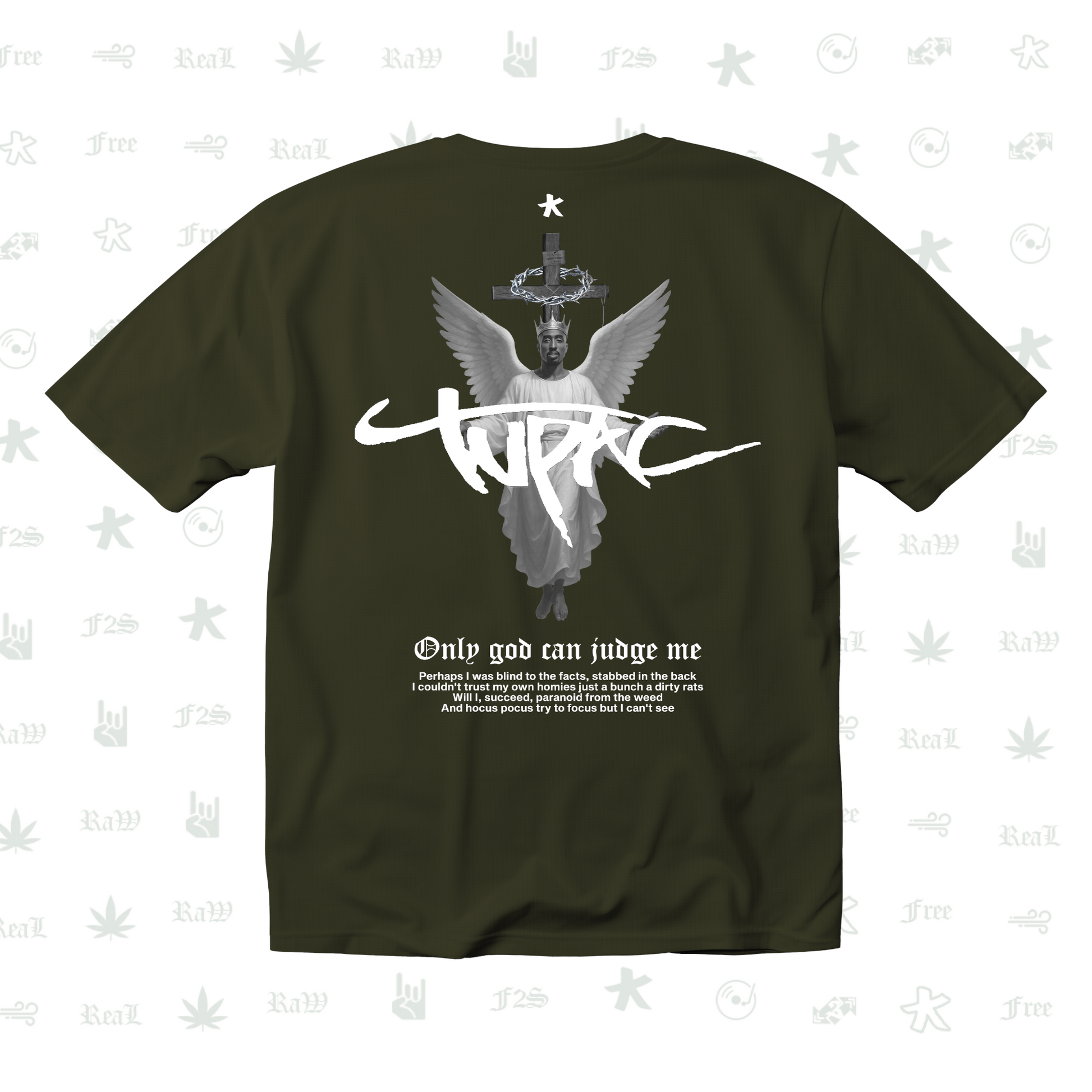 Tupac The Messiah Unisex Olive Green Oversized Tee