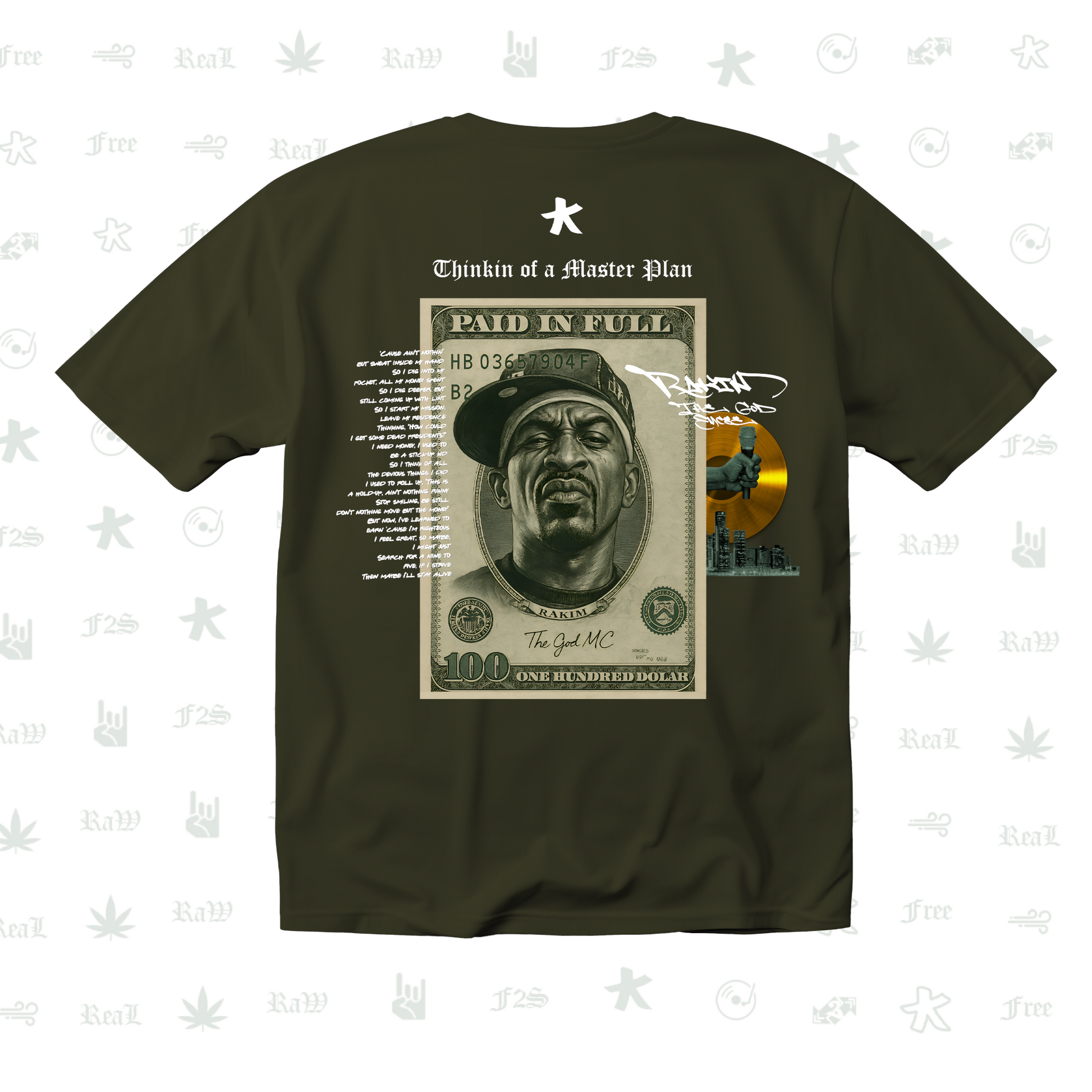 Rakim The God Emcee Unisex Olive Green Tee