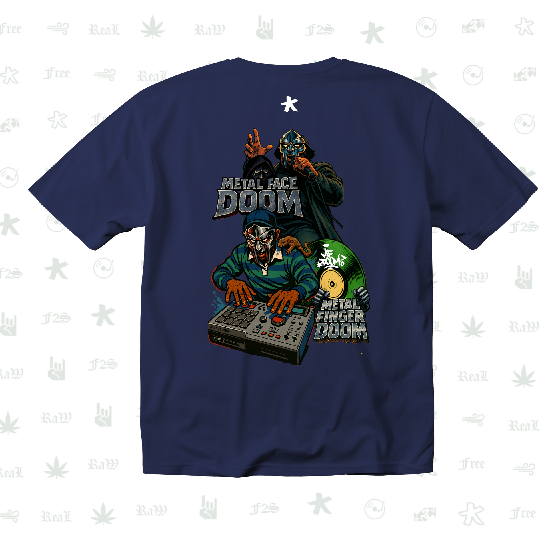 MF DOOM METAL FACE/FINGER Unisex Royal Blue Tee