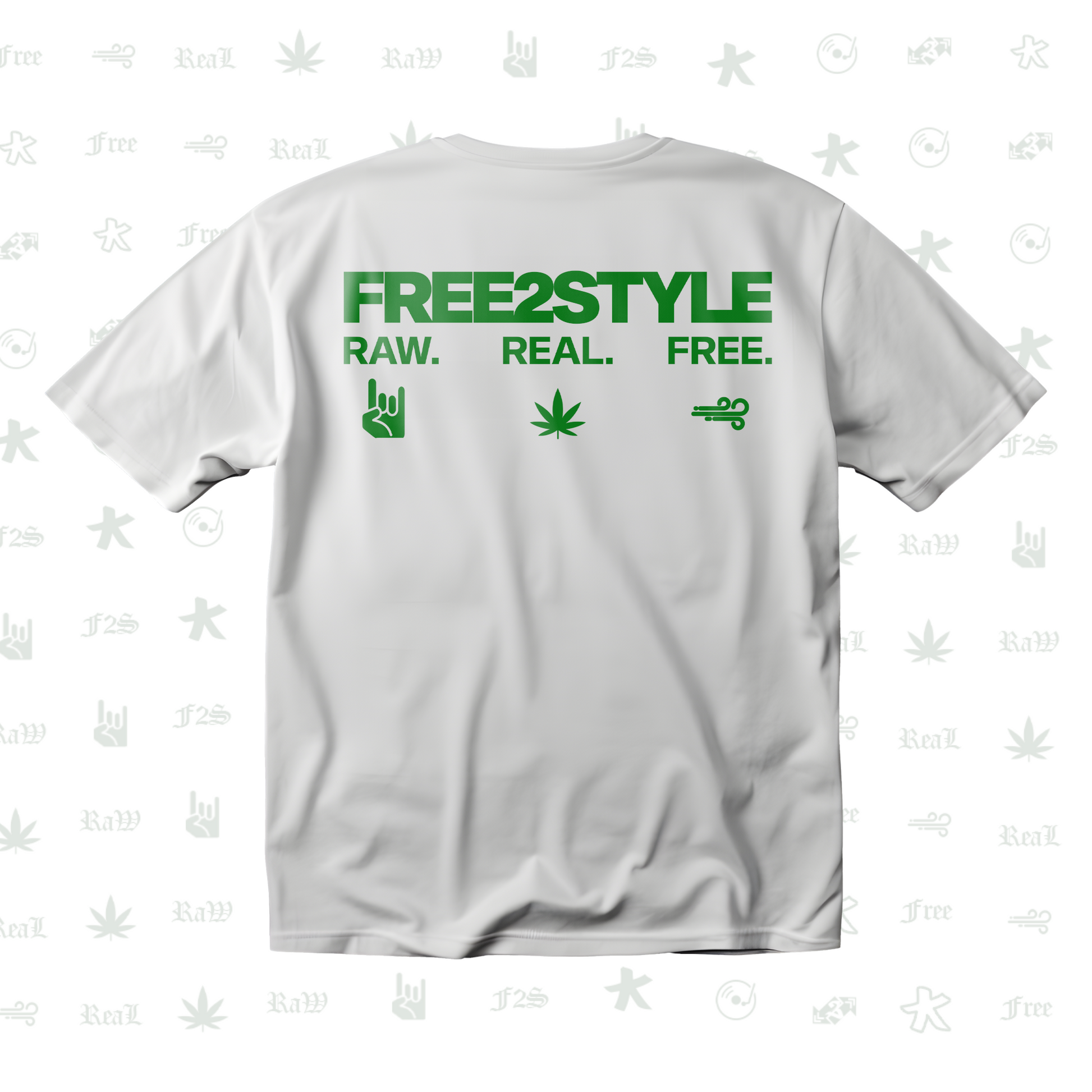F2S Original Double Green Logo White Tee Unisex