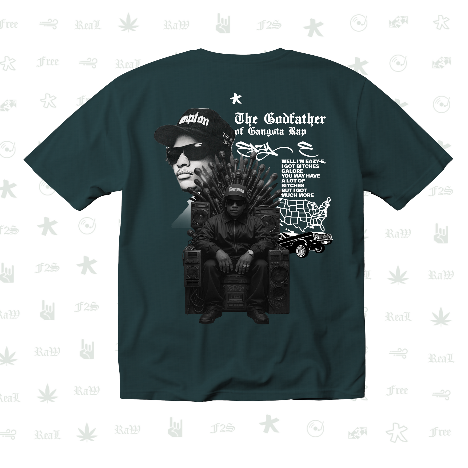 Eazy-E Godfather of Gangsta Rap Unisex Petrol Blue Tee