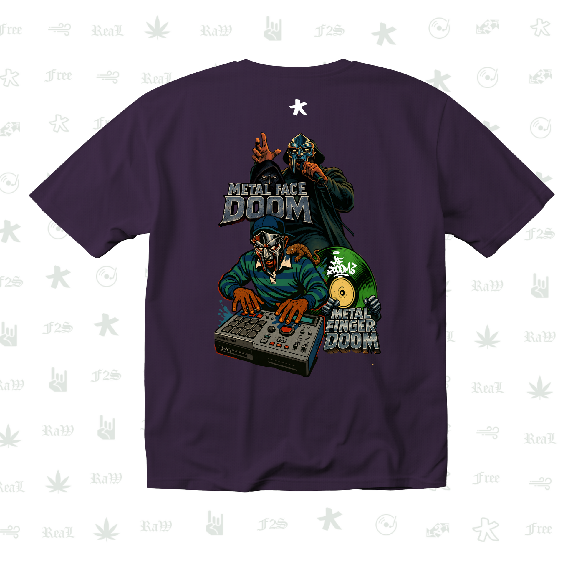 MF DOOM METAL FACE/FINGER Unisex Purple Tee