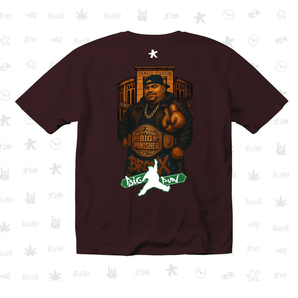 Big Pun Heavyweight Unisex Maroon Oversized T-Shirt.
