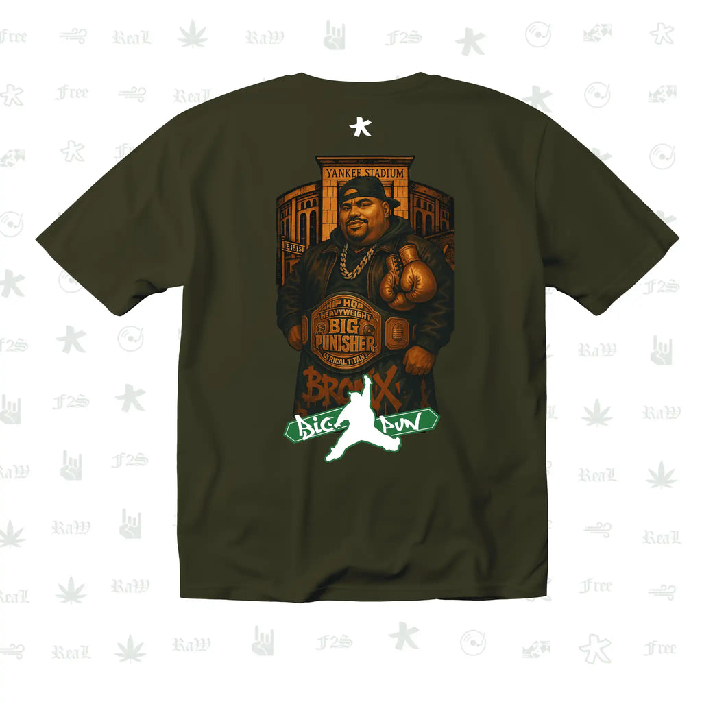 Big Pun Heavyweight Unisex Olive Green Oversized T-Shirt.