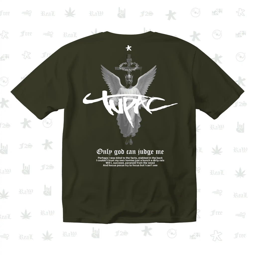 Tupac The Messiah Unisex Olive Green Oversized Oversized T-Shirt.