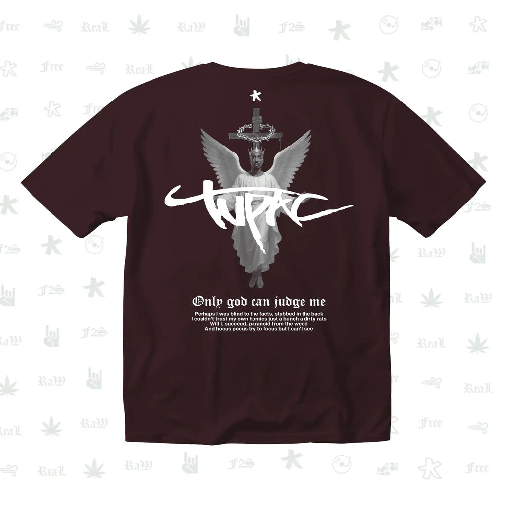 Tupac The Messiah Unisex Maroon Oversized Oversized T-Shirt.