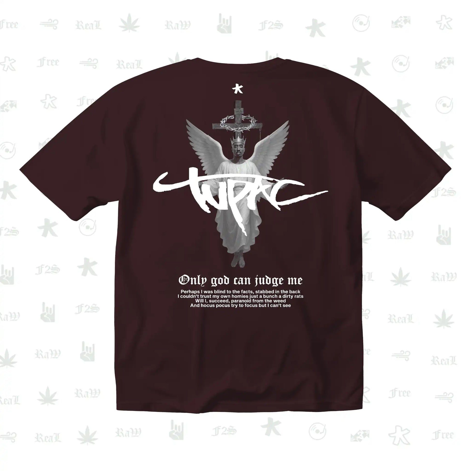Tupac The Messiah Unisex Maroon Oversized Oversized T-Shirt.
