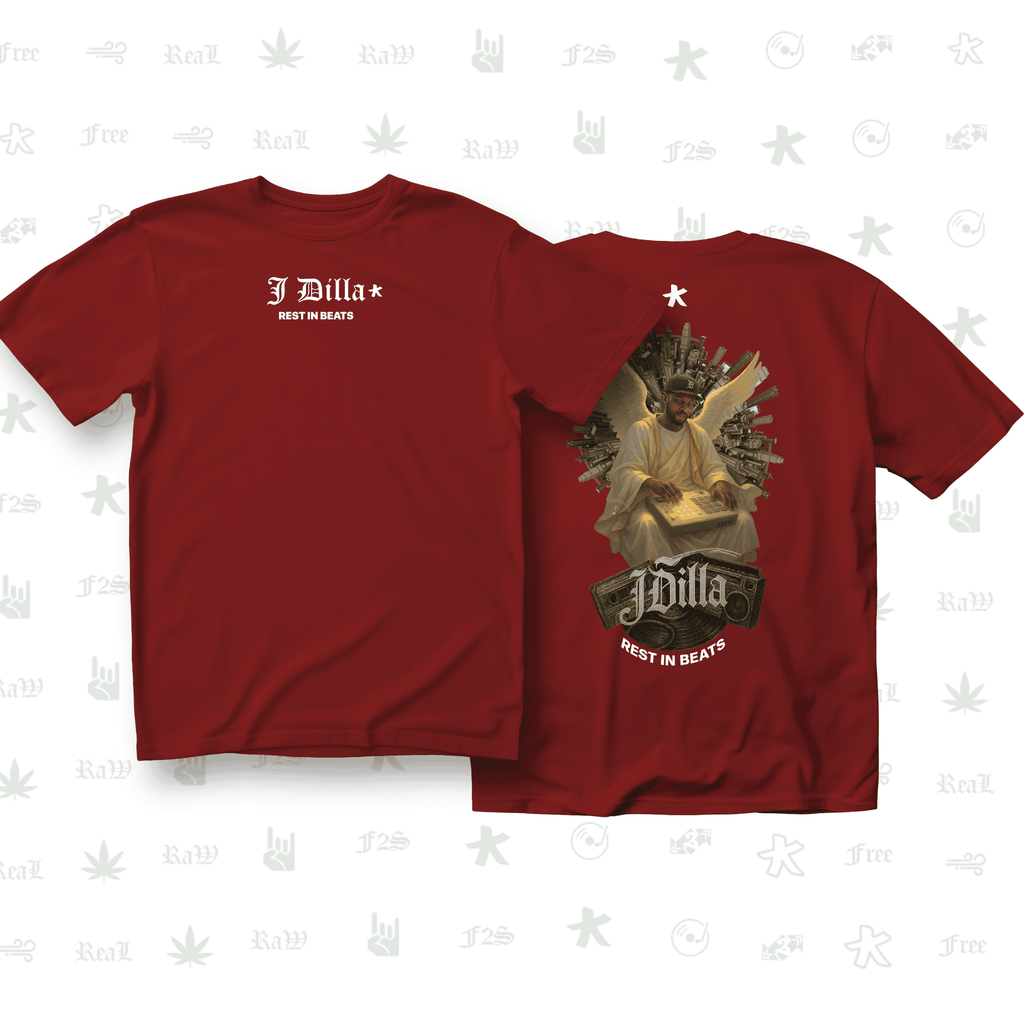 J Dilla Rest In Beats Unisex Red Oversized T-Shirt.