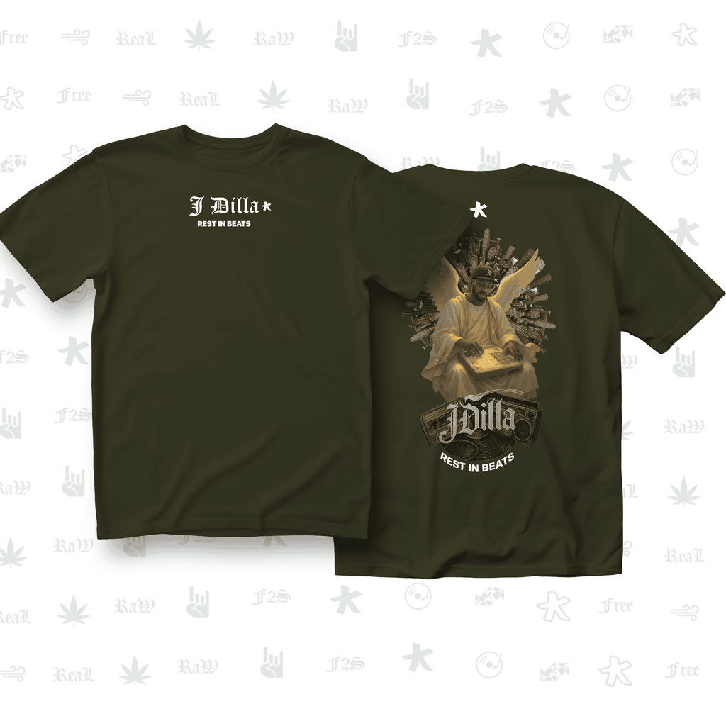 J Dilla Rest In Beats Unisex Olive Green Oversized T-Shirt.