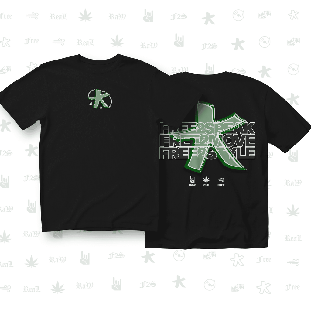 F2S Original Star Logo Black Unisex Oversized T-Shirt.