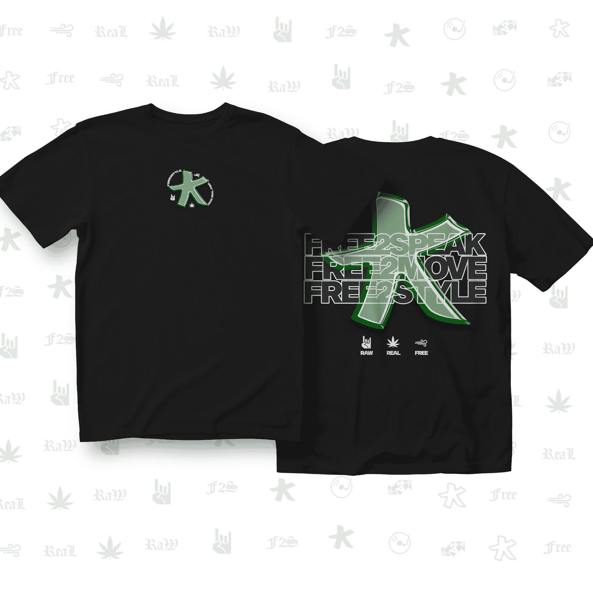 F2S Original Star Logo Black Unisex Oversized T-Shirt.