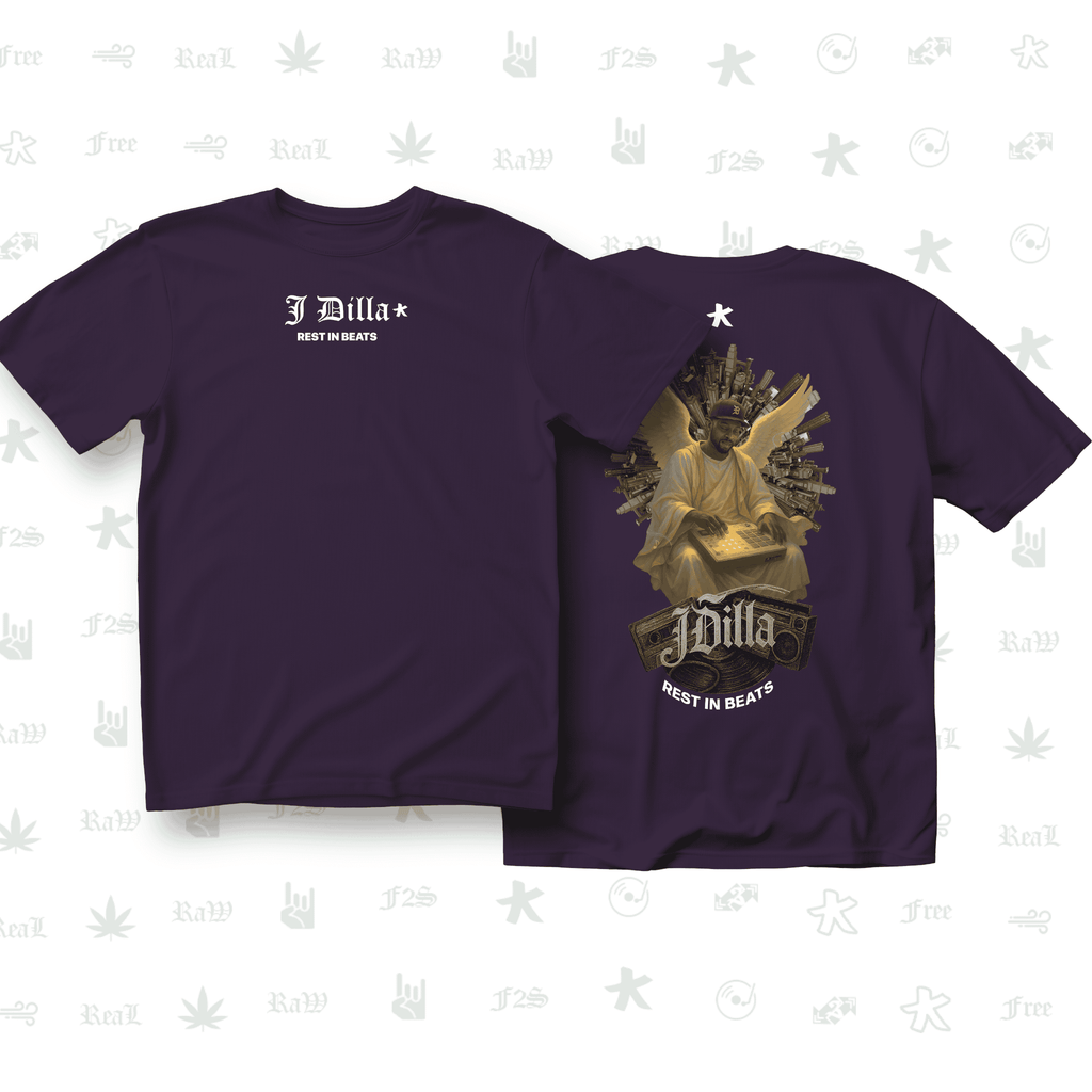 J Dilla Rest In Beats Unisex Purple Oversized T-Shirt.