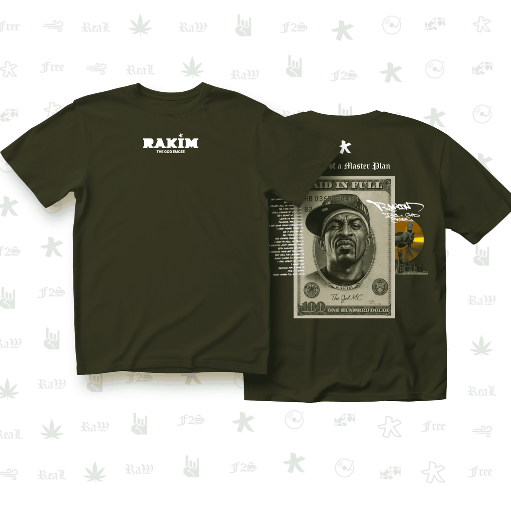 Rakim The God Emcee Unisex Olive Green Oversized T-Shirt.