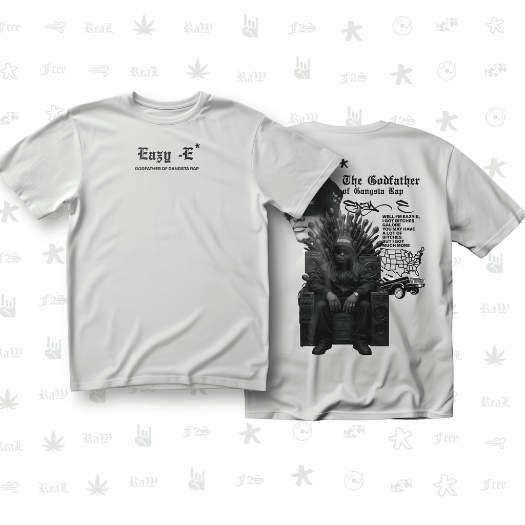Eazy-E Godfather of Gangsta Rap Unisex White Oversized T-Shirt.
