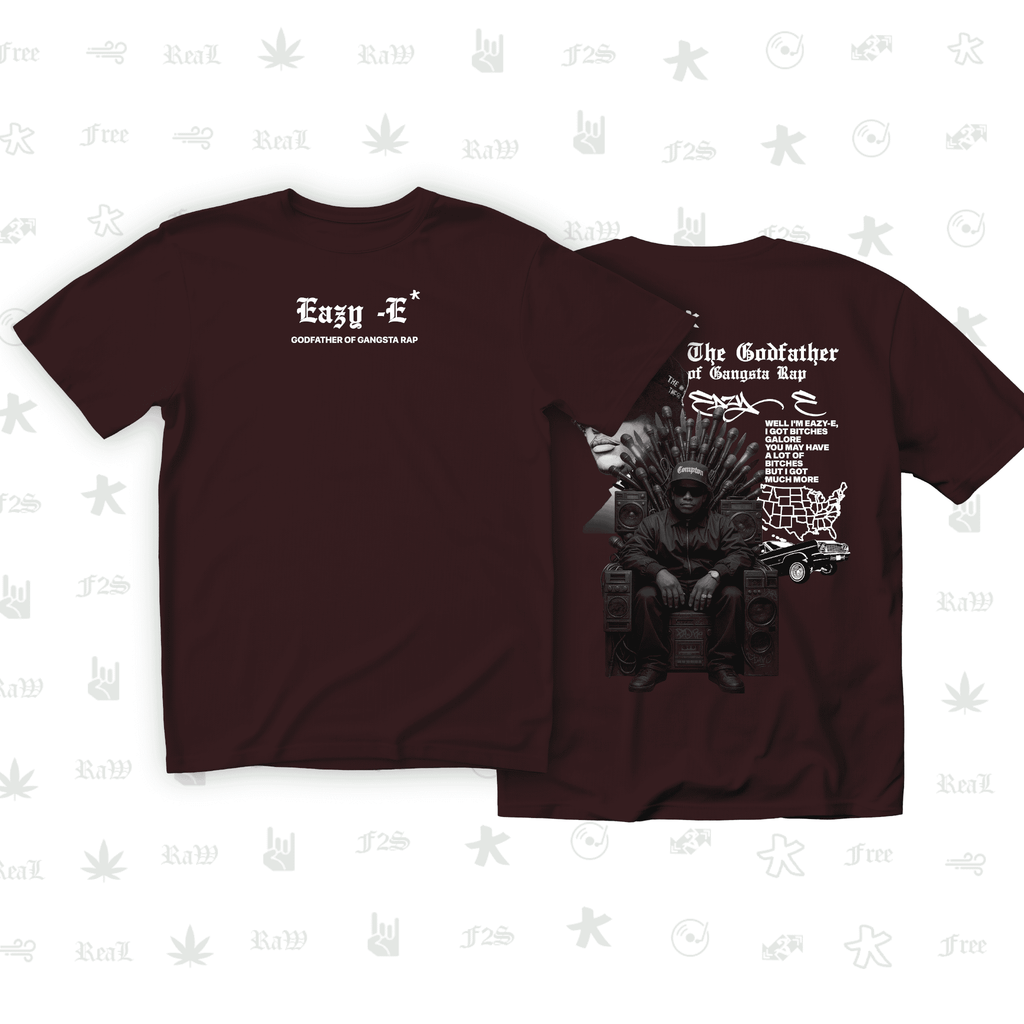 Eazy-E Godfather of Gangsta Rap Unisex Maroon Oversized T-Shirt.