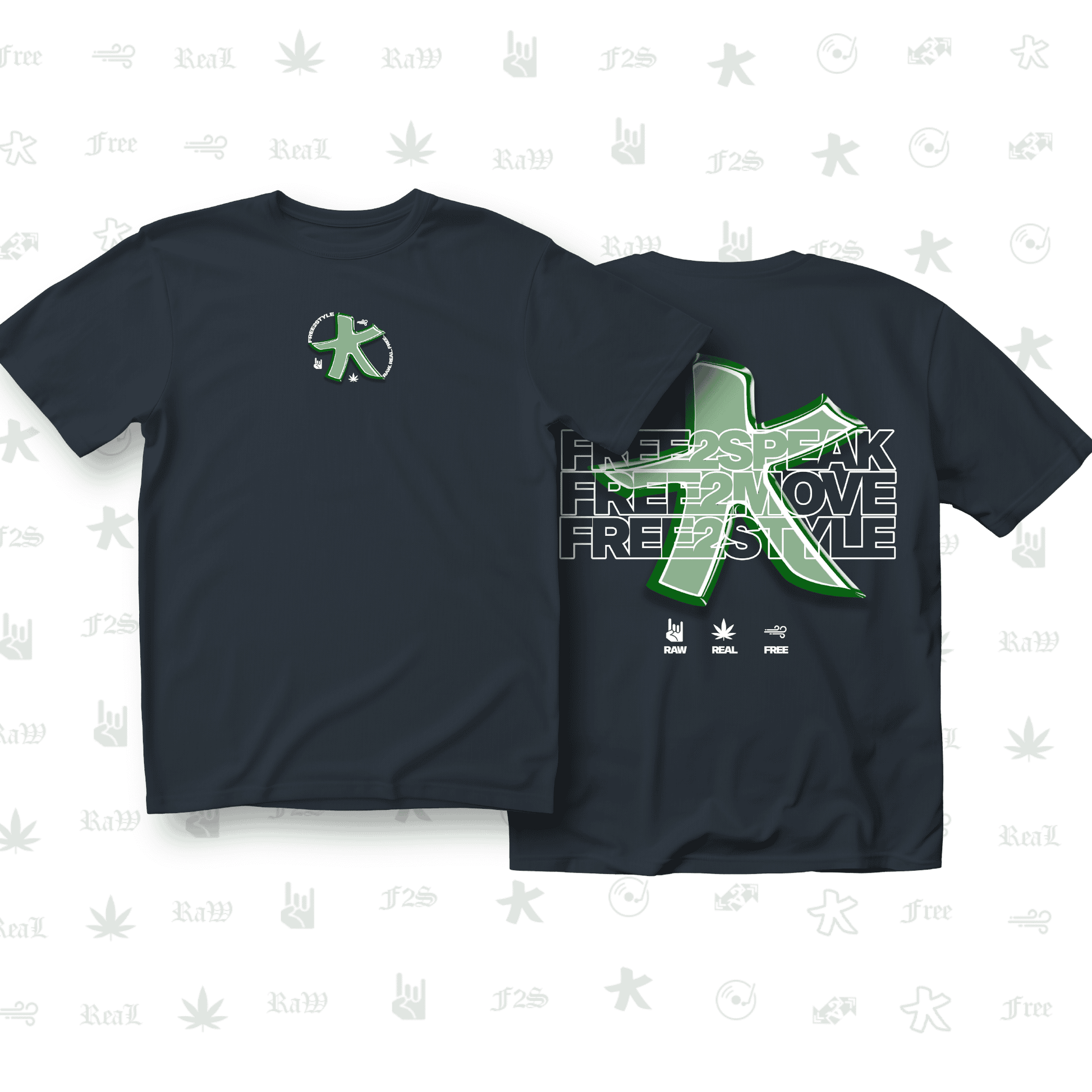 F2S Original Star Logo Navy Blue Unisex Oversized T-Shirt.