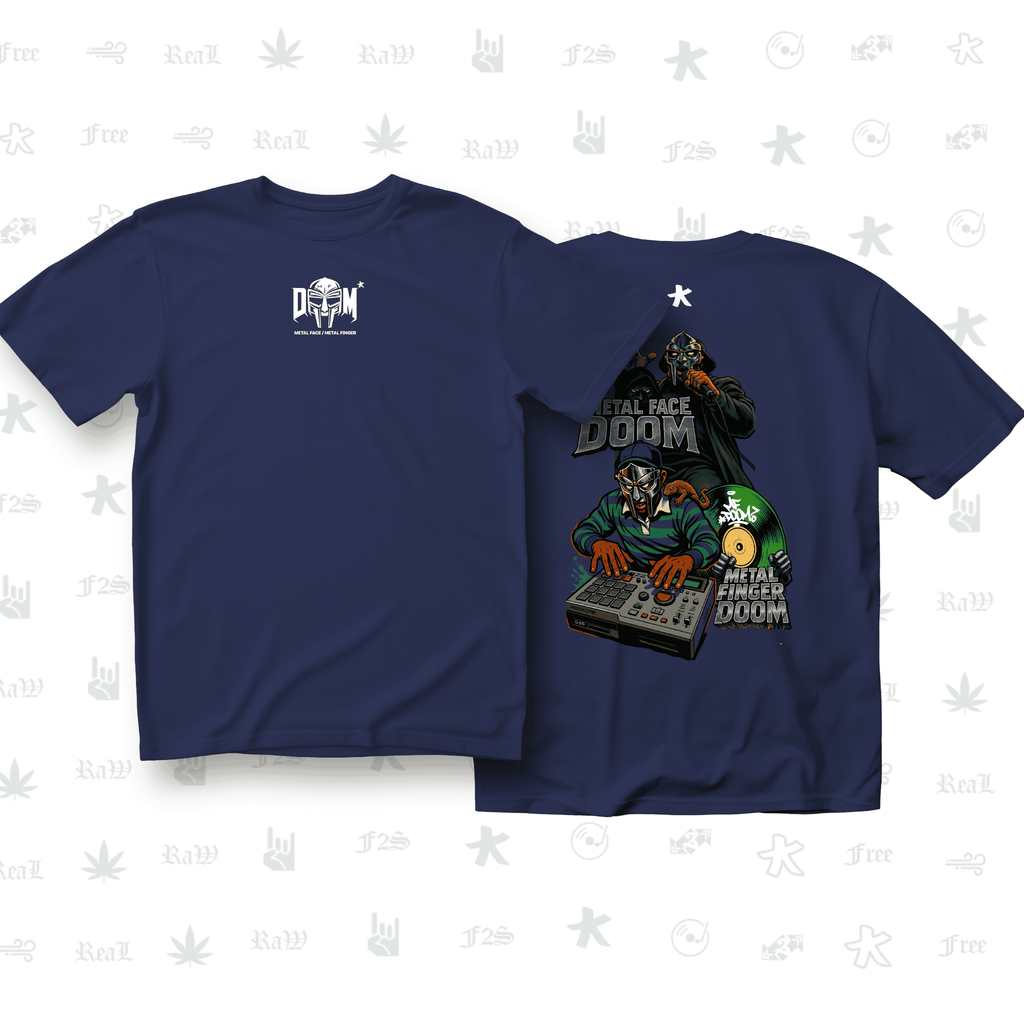 MF DOOM METAL FACE/FINGER Unisex Royal Blue Oversized T-Shirt.