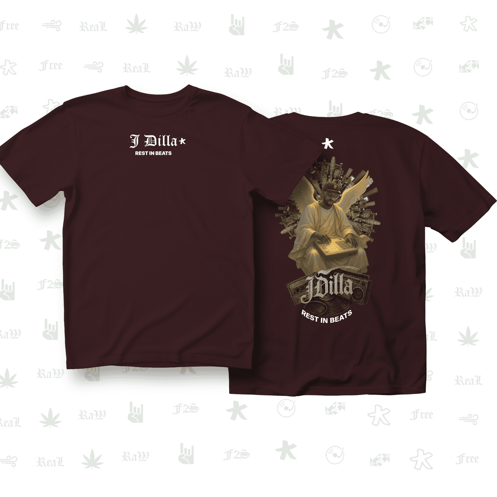 J Dilla Rest In Beats Unisex Maroon Oversized T-Shirt.
