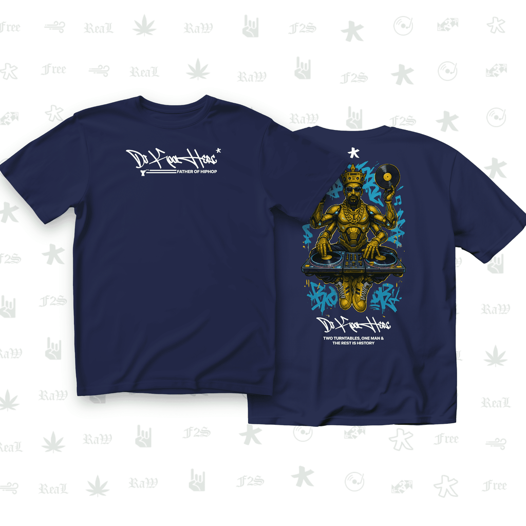 DJ Kool Herc Origins Unisex Royal Blue Oversized T-Shirt.