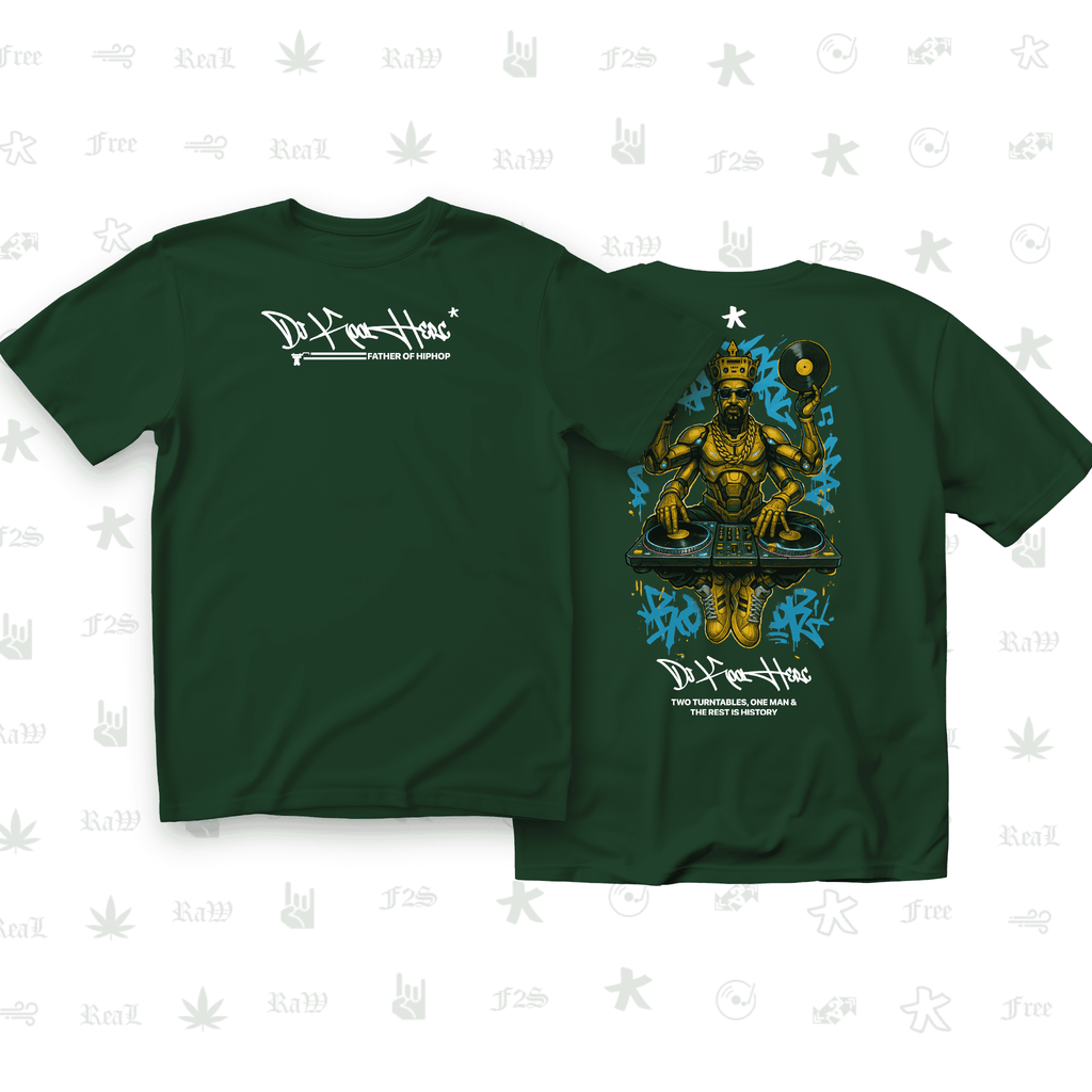 DJ Kool Herc Origins Unisex Bottle Green Oversized T-Shirt.