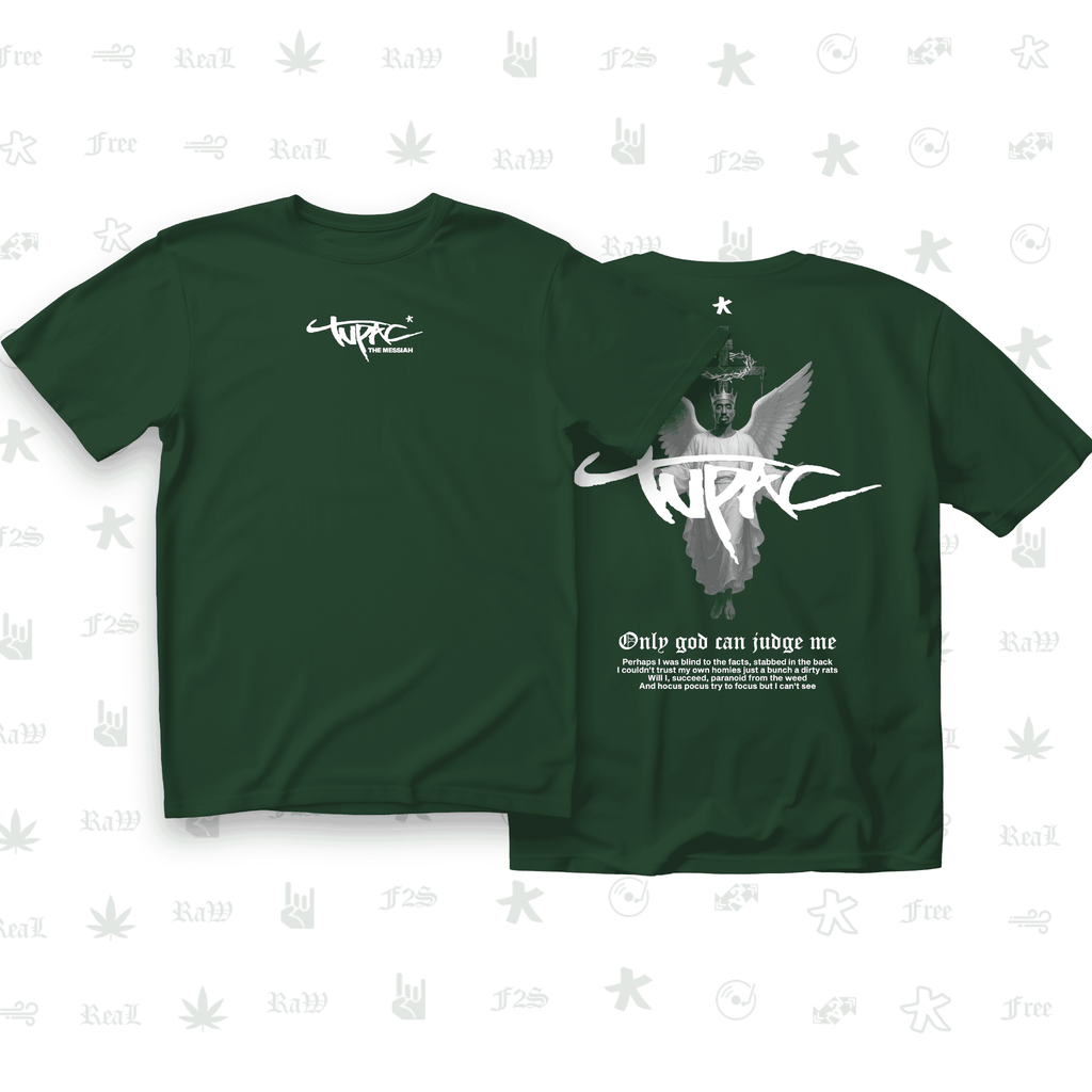 Tupac The Messiah Unisex Bottle Green Oversized Oversized T-Shirt.