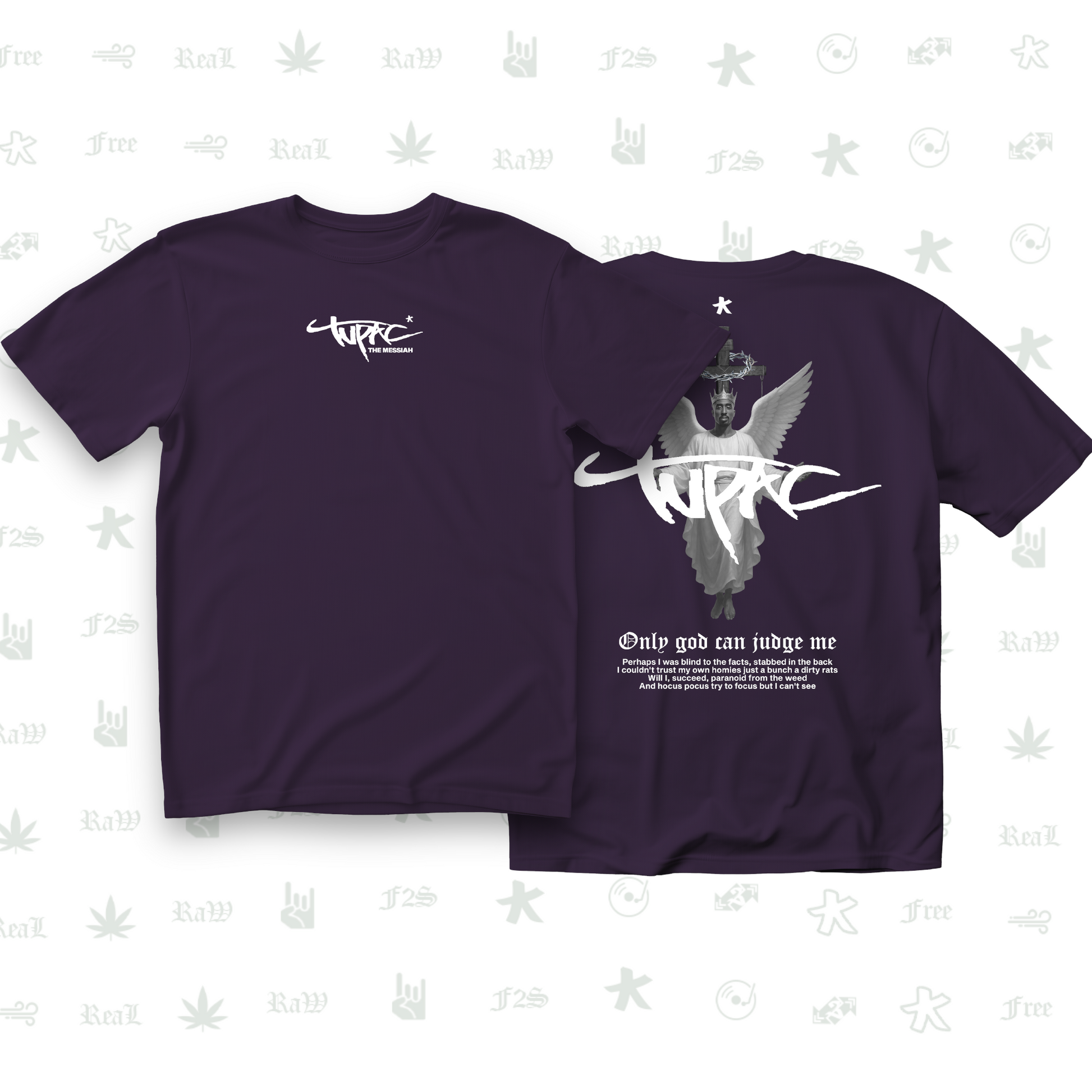 Tupac The Messiah Unisex Purple Oversized Tee