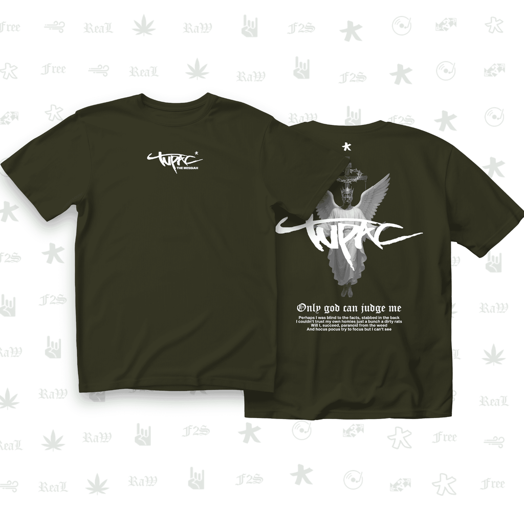 Tupac The Messiah Unisex Olive Green Oversized Oversized T-Shirt.