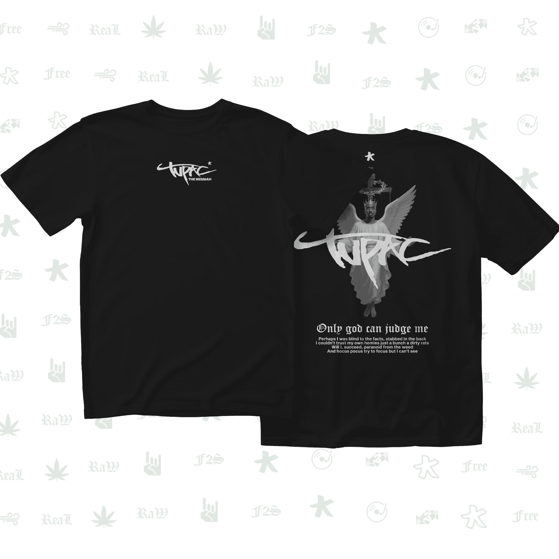 Tupac The Messiah Unisex Black Oversized Oversized T-Shirt.