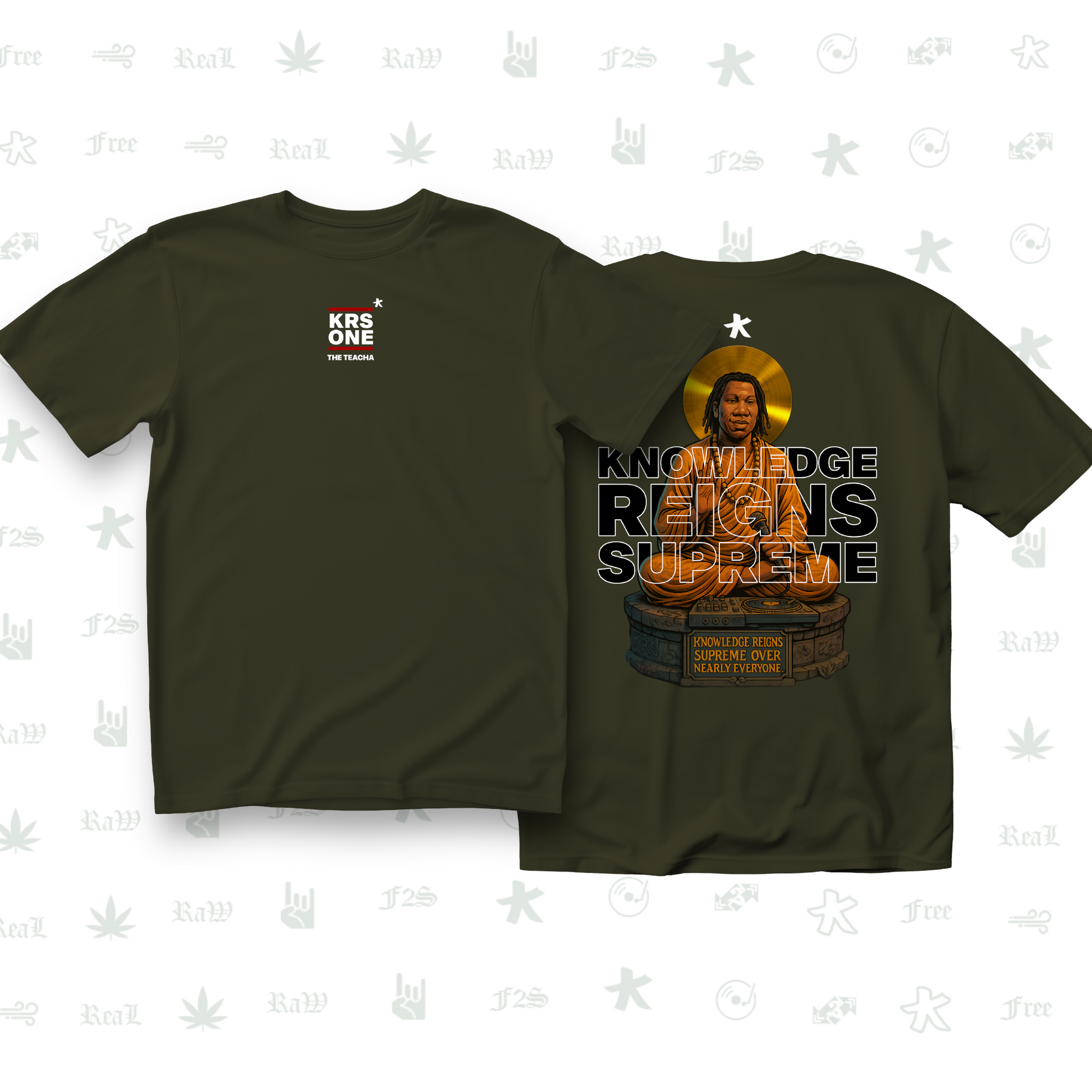 KRS ONE The Teacha Unisex Olive Green Tee