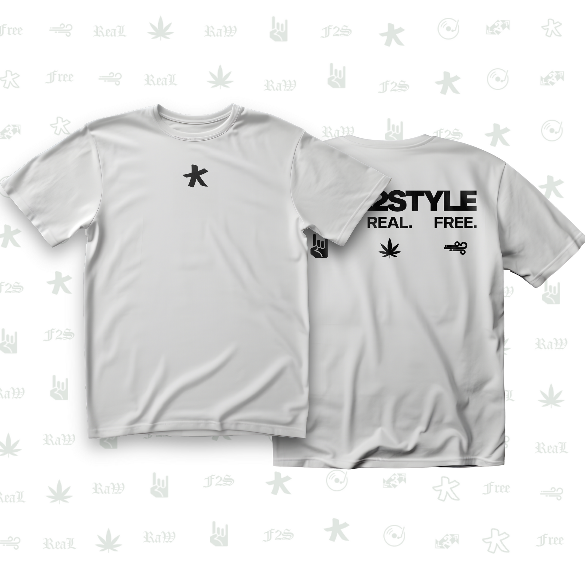 F2S Original Double Black Logo White Tee Unisex