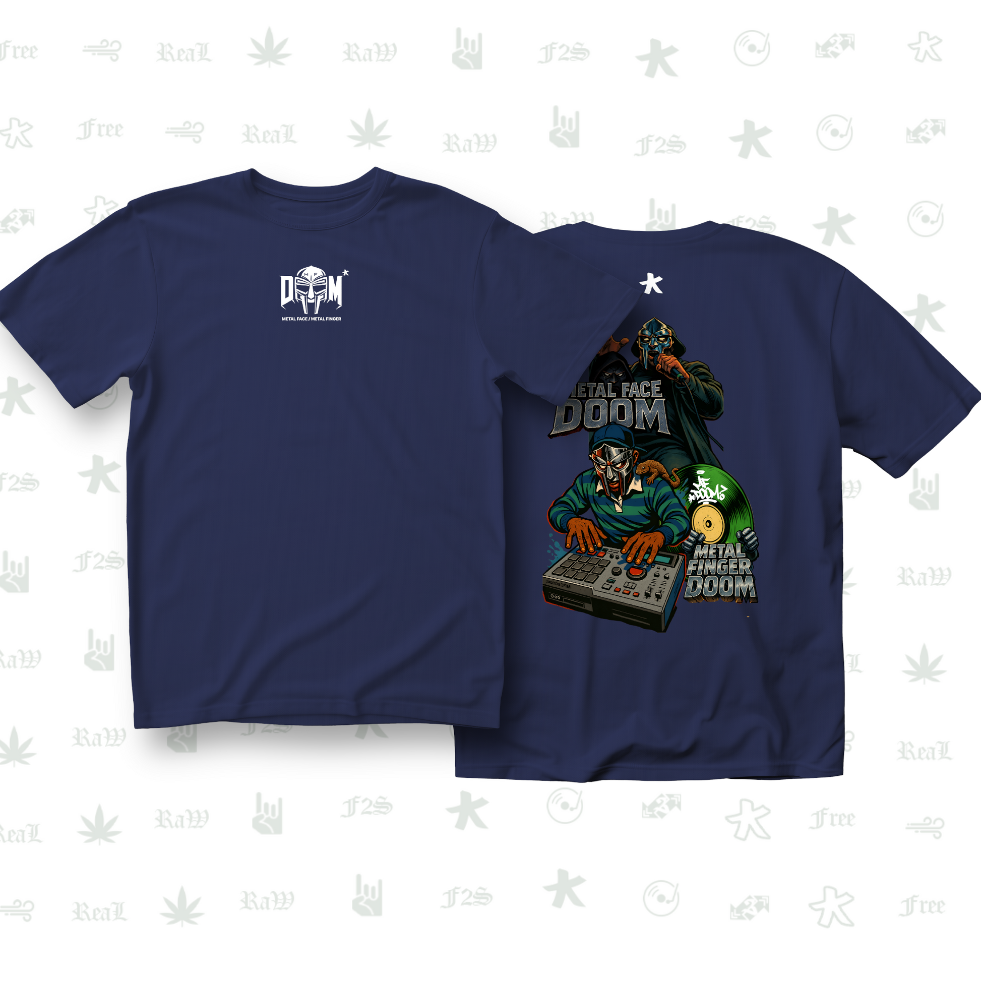 MF DOOM METAL FACE/FINGER Unisex Royal Blue Tee