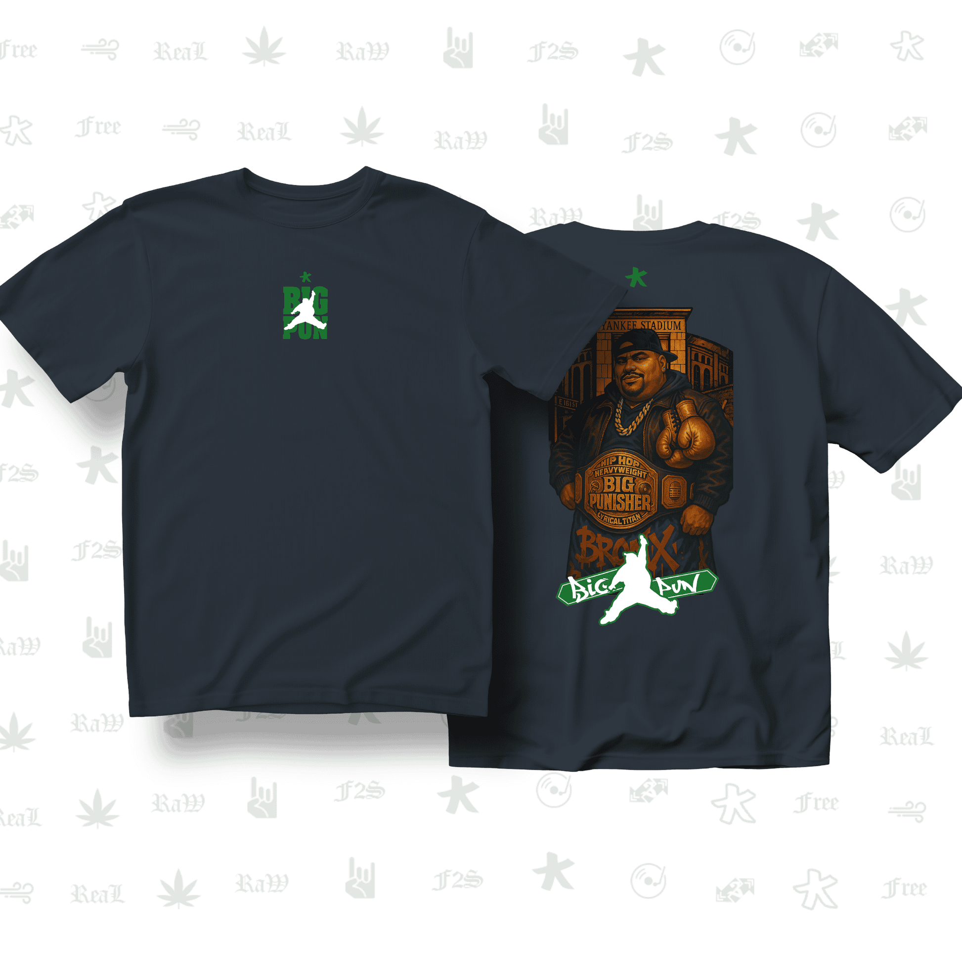 Big Pun Heavyweight Unisex Navy Blue Oversized T-Shirt.