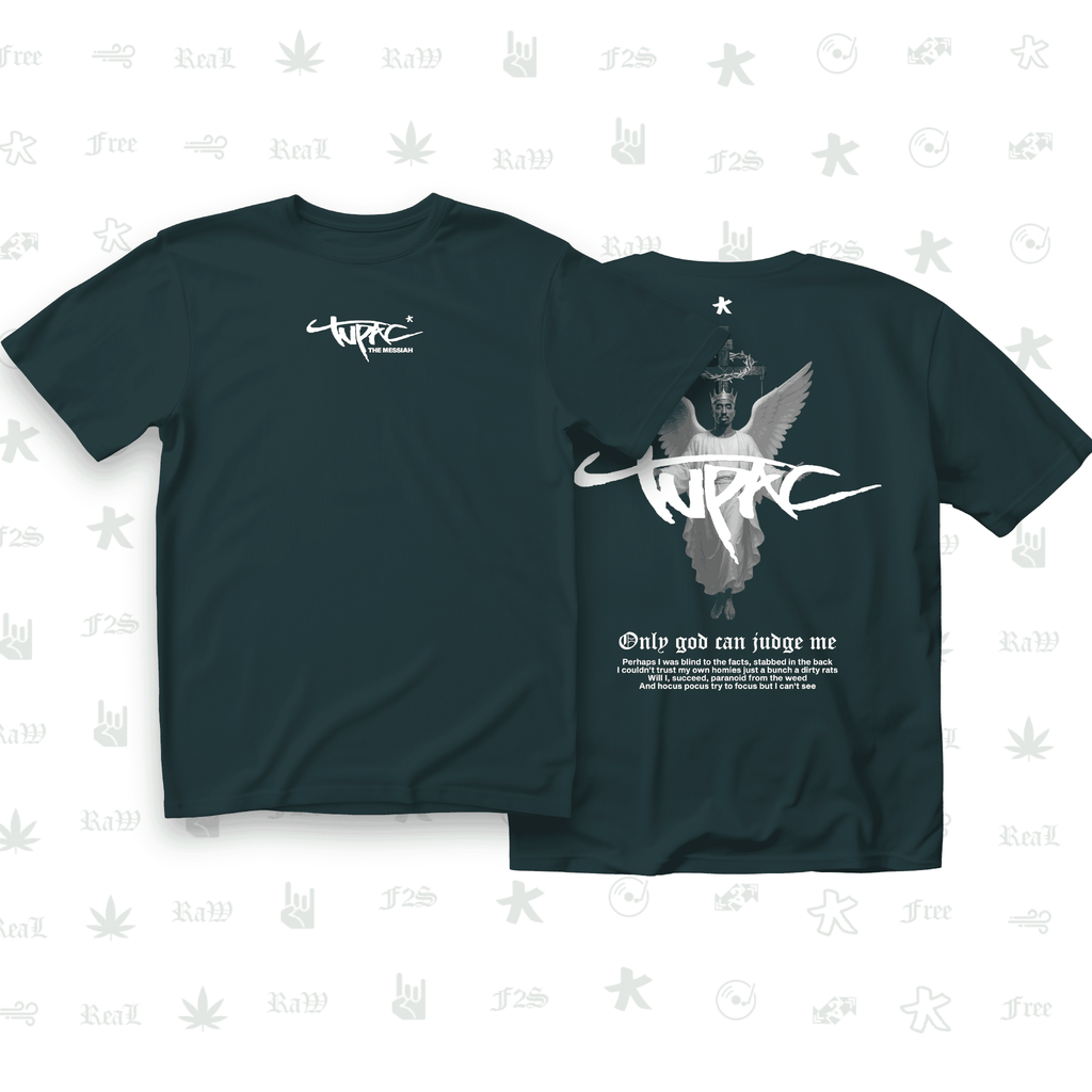 Tupac The Messiah Unisex Petrol Blue Oversized Oversized T-Shirt.