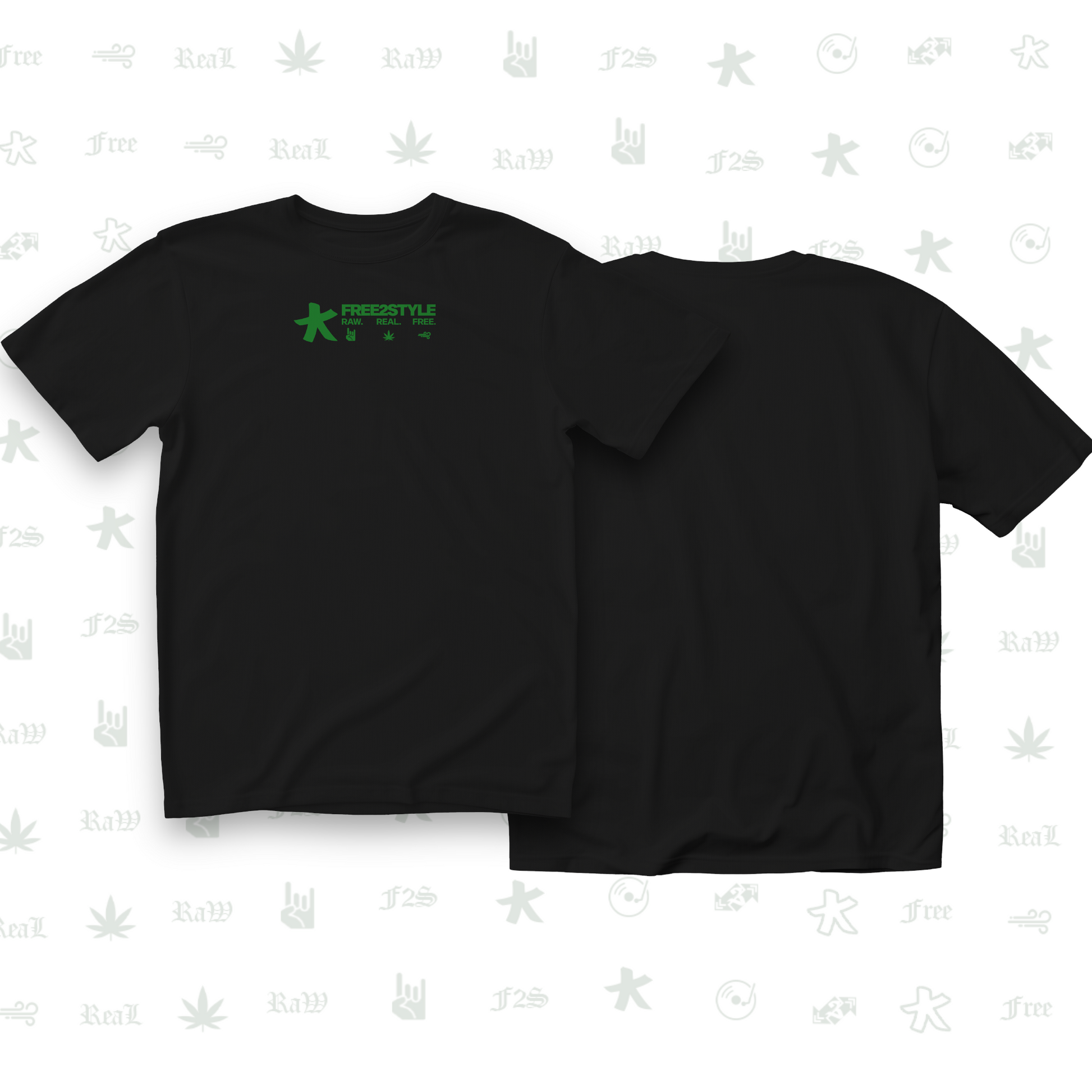F2S Original Green Logo Black Tee Unisex