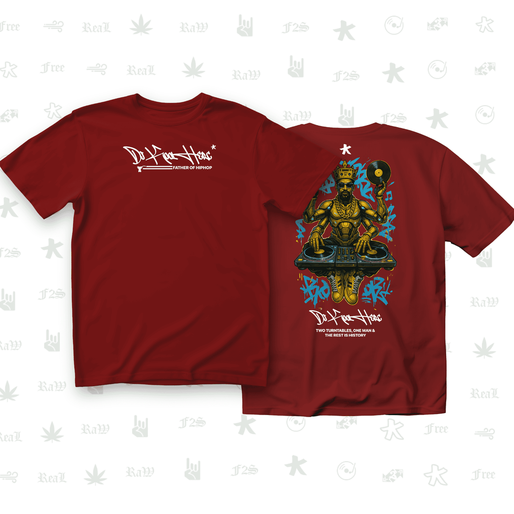 DJ Kool Herc Origins Unisex Red Oversized T-Shirt.