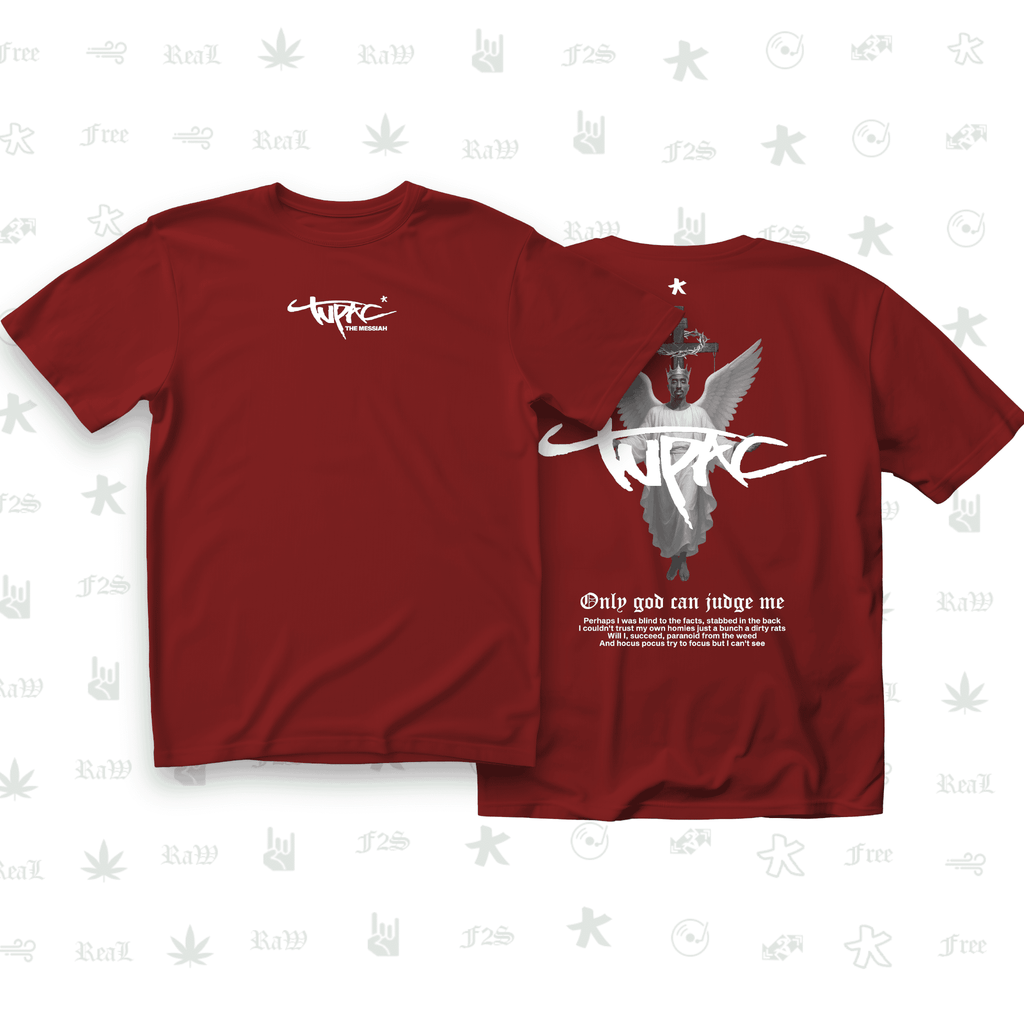 Tupac The Messiah Unisex Red Oversized Oversized T-Shirt.