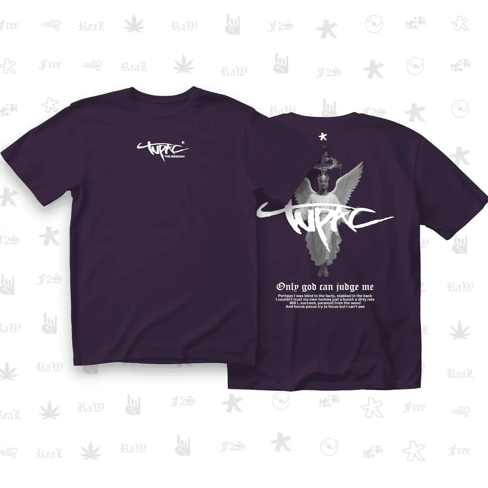 Tupac The Messiah Unisex Purple Oversized Oversized T-Shirt.