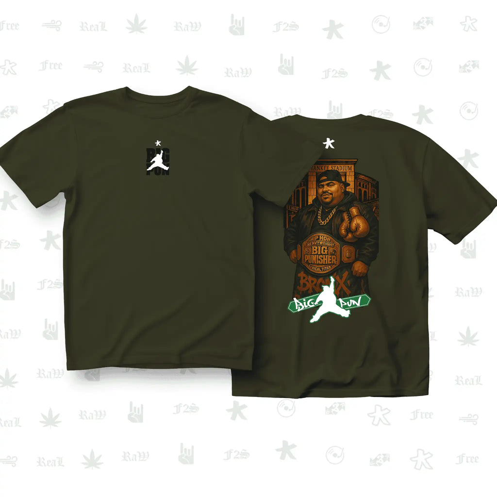 Big Pun Heavyweight Unisex Olive Green Oversized T-Shirt.