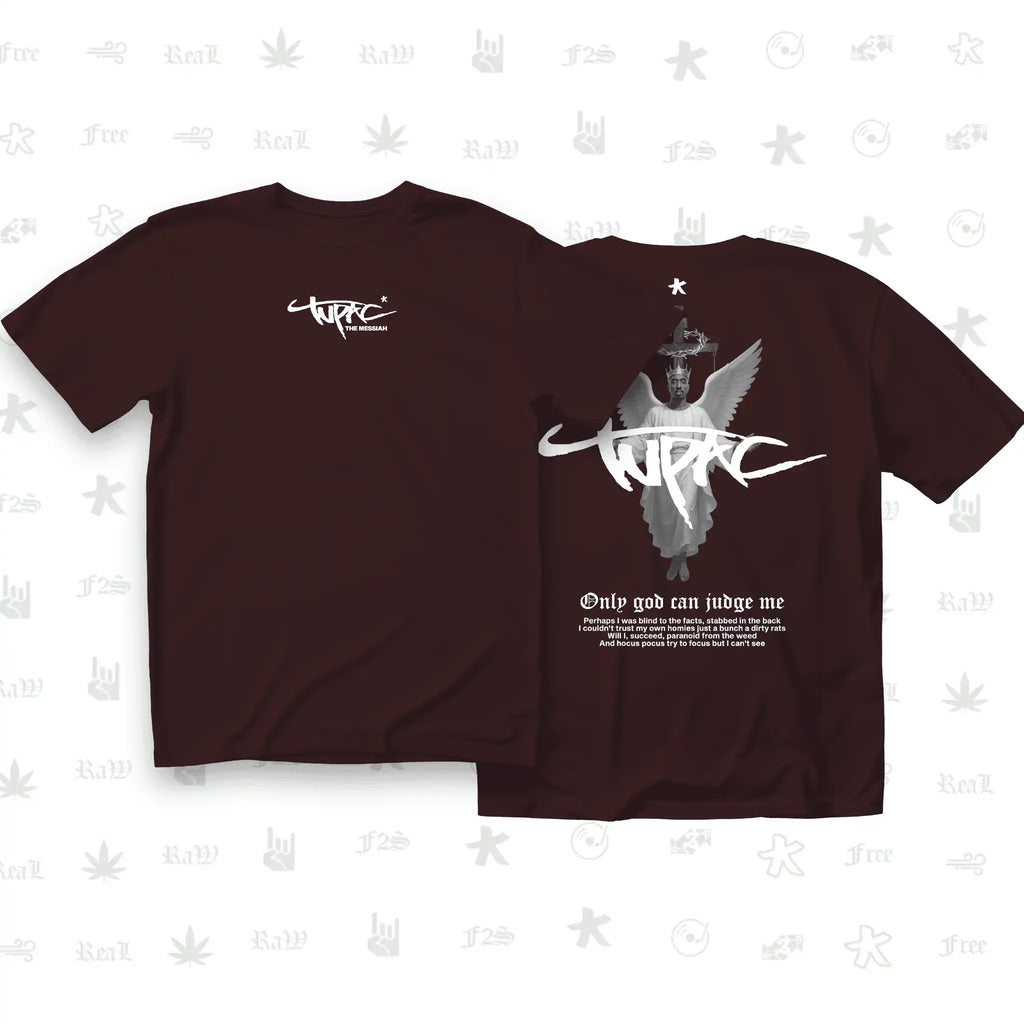 Tupac The Messiah Unisex Maroon Oversized Oversized T-Shirt.