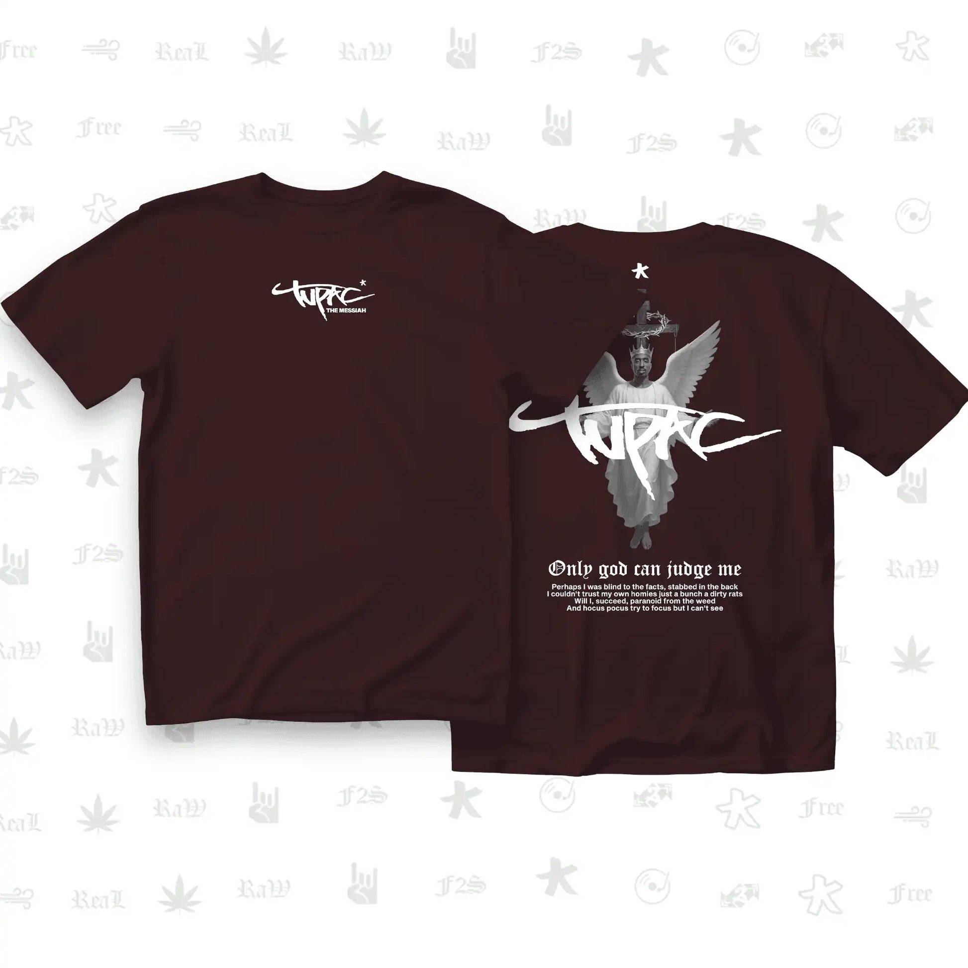 Tupac The Messiah Unisex Maroon Oversized Oversized T-Shirt.