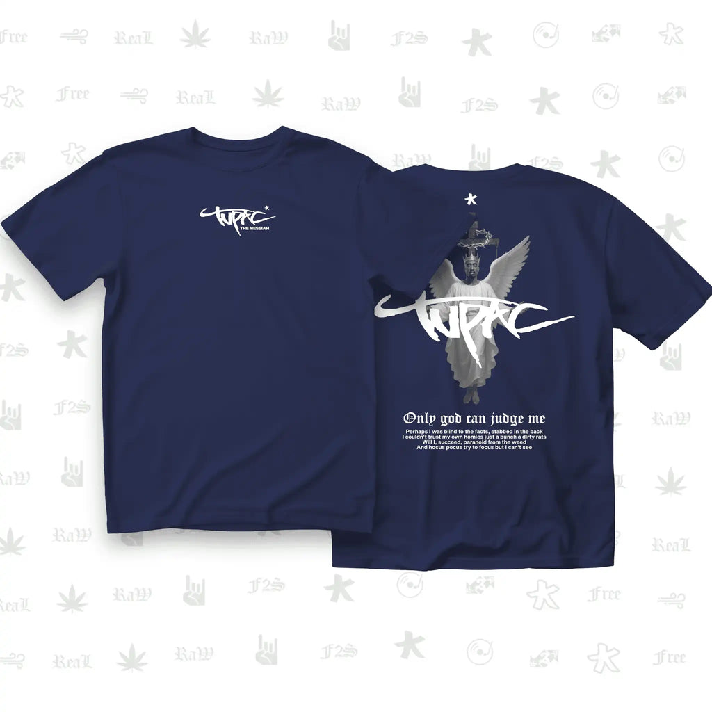 Tupac The Messiah Unisex Royal Blue Oversized Oversized T-Shirt.