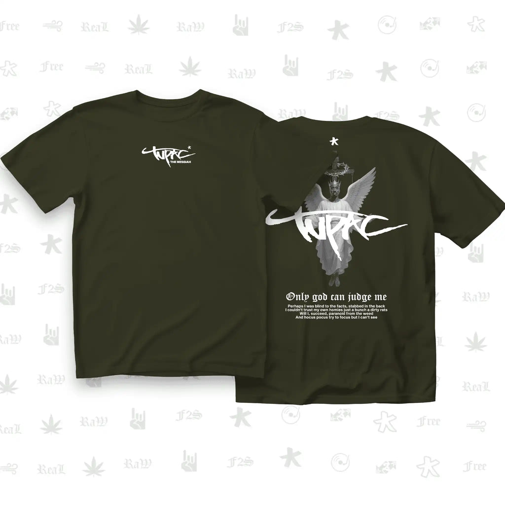 Tupac The Messiah Unisex Olive Green Oversized Oversized T-Shirt.