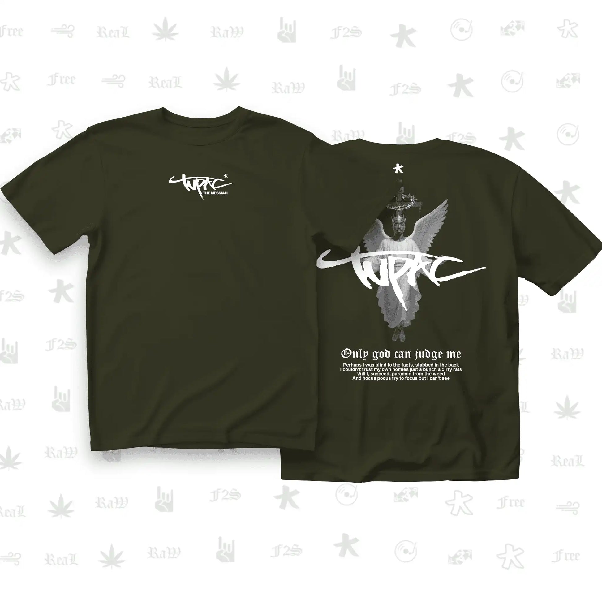Tupac The Messiah Unisex Olive Green Oversized Oversized T-Shirt.