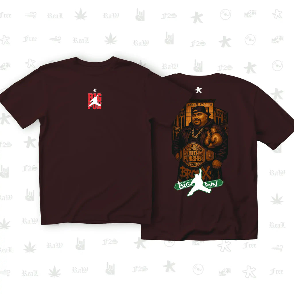 Big Pun Heavyweight Unisex Maroon Oversized T-Shirt.