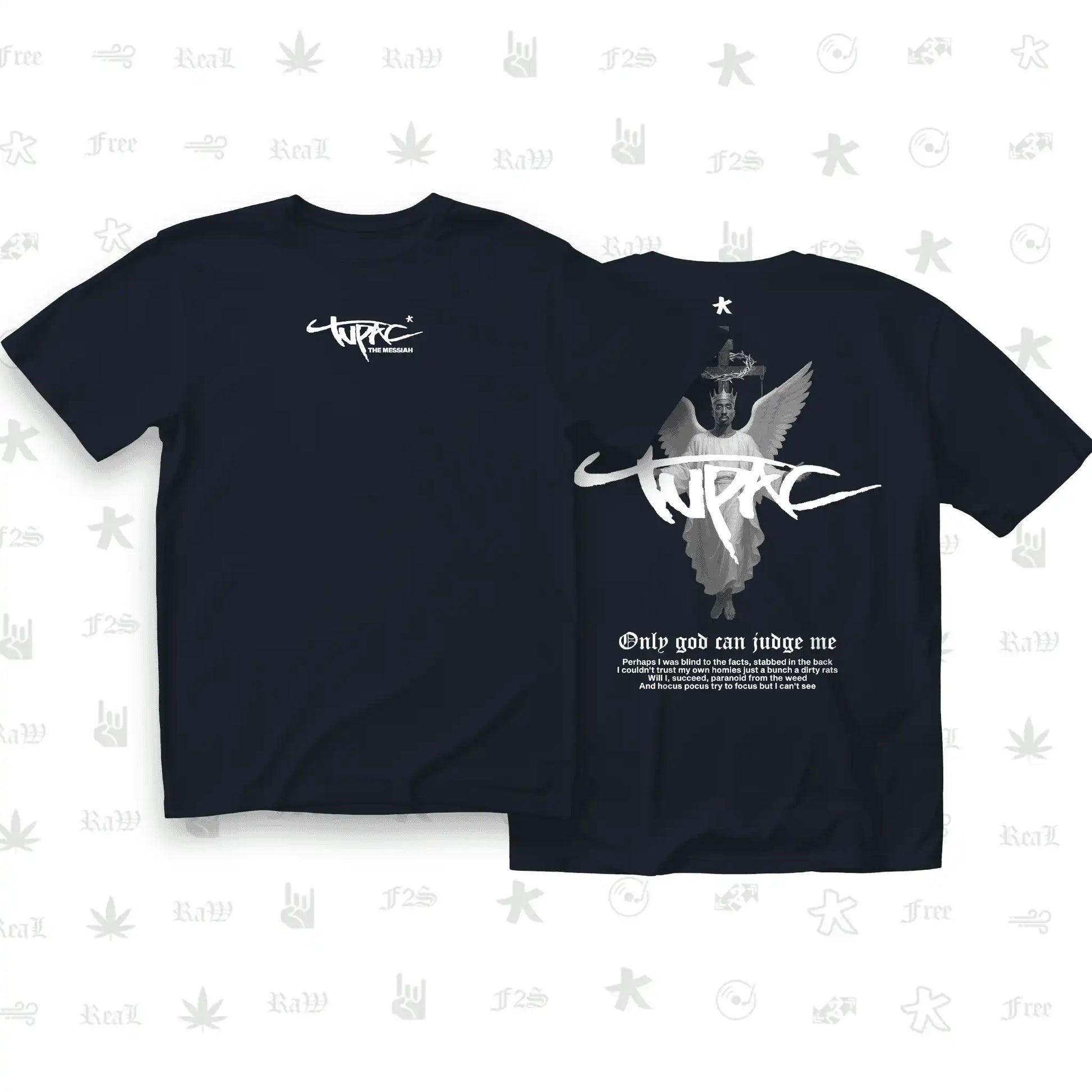 Tupac The Messiah Unisex Navy Blue Oversized Oversized T-Shirt.